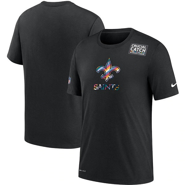 Men's New Orleans Saints Black NFL 2020 Sideline Crucial Catch Performance T-Shirt